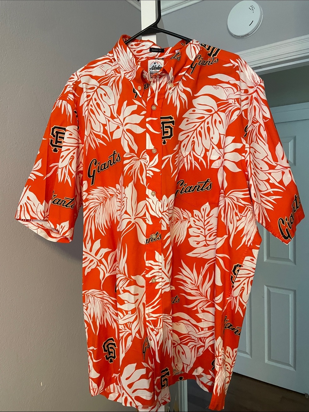 reyn spooner Orange and White Giants Tropical Button-Down Shirt